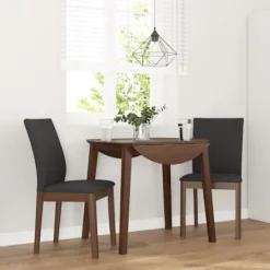 vidaXL Matgrupper>Matstolar med dynor 2 st, brunt massivt trä gummi