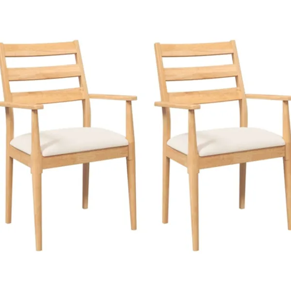 vidaXL Matgrupper>Matstolar med dynor 2 st massivt trä gummi