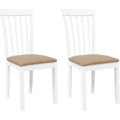 vidaXL Matgrupper>Matstolar med dynor 2 st, vit, massivt trä, gummi