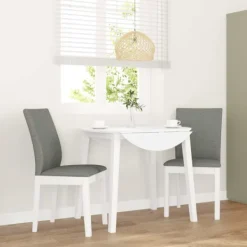 vidaXL Matgrupper>Matstolar med dynor 2 st, vit, massivt trä, gummi