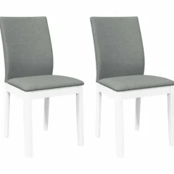 vidaXL Matgrupper>Matstolar med dynor 2 st, vit, massivt trä, gummi