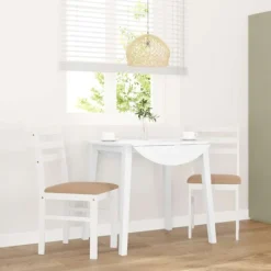 vidaXL Matgrupper>Matstolar med dynor 2 st, vit, massivt trä, gummi