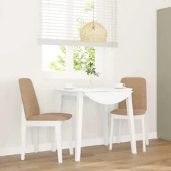 vidaXL Matgrupper>Matstolar med dynor 2 st, vit, massivt trä, gummi