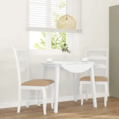 vidaXL Matgrupper>Matstolar med dynor 2 st, vit, massivt trä, gummi