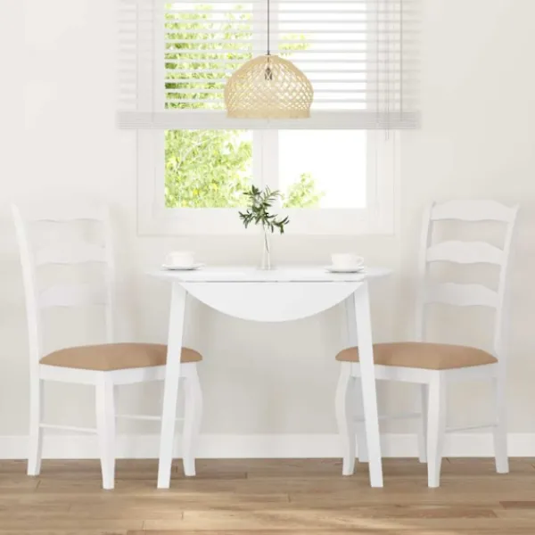 vidaXL Matgrupper>Matstolar med dynor 2 st, vit, massivt trä, gummi