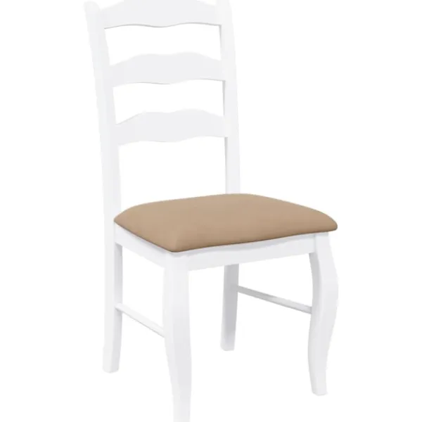 vidaXL Matgrupper>Matstolar med dynor 2 st, vit, massivt trä, gummi