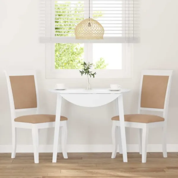 vidaXL Matgrupper>Matstolar med dynor 2 st, vit, massivt trä, gummi