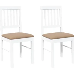 vidaXL Matgrupper>Matstolar med dynor 2 st, vit, massivt trä, gummi