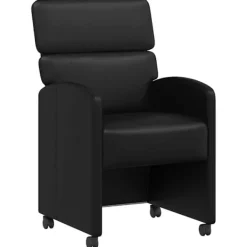 vidaXL Kontorsmöbler>Matstolar med hjul 2 pcs Svart 58 x 65 x 98 cm Konstläder