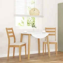 vidaXL Matgrupper>Matstolar med kuddar 2 st, naturligt, massivt trä, gummi