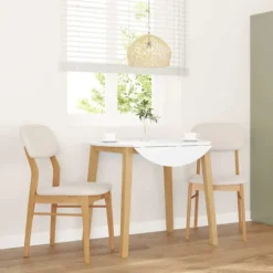 vidaXL Matgrupper>Matstolar med kuddar 2 st, naturligt, massivt trä, gummi