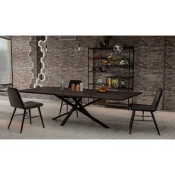 BellaFurn Matbord>Mikado bordsben - chassi - högkvalitetsstål med golvskydd för optimalt skydd | Färg: Industrial Black | Storlek: 160x80x72 cm