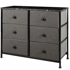 AKTIVE Byråer>Mångsidig byrå 6 lådor - - 80x30x62 cm - Gray - Lätta tyglådor - Stålram