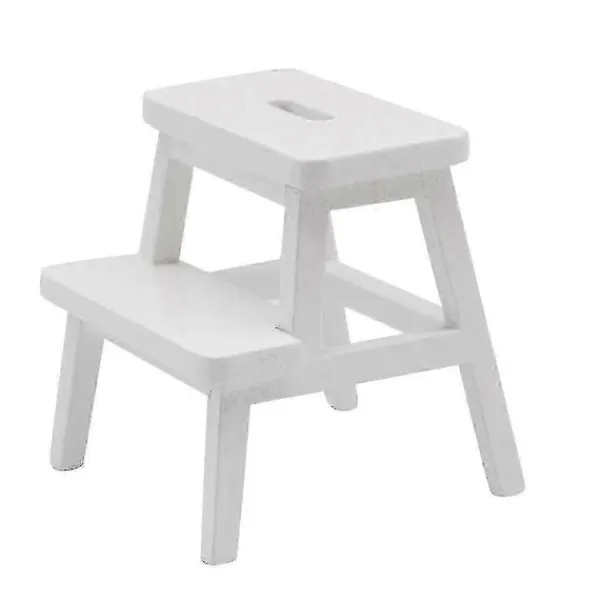 Pallar>Mångsidig Mini Träpall - Ergonomisk Dubbellagerstege för Hemanvändning Vit