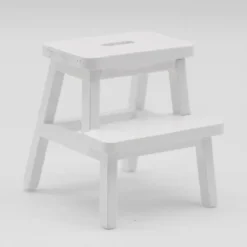 Pallar>Mångsidig Mini Träpall - Ergonomisk Dubbellagerstege för Hemanvändning Vit