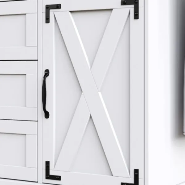 Köksö>Mobil köksvagn med trästruktur, mångsidig köksö med gott om förvaringsutrymme, serveringsvagn, vit