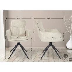 BellaFurn Stolar>Modern matsalstol - fåtöljstil - sittande bekvämt med 180 ° vridfunktion | Färg: grädde