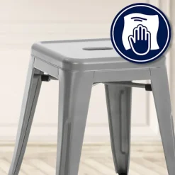 BellaFurn Pallar>Modern stapelbar pall - Barstol - Space -Saving Design | Färg: Silver