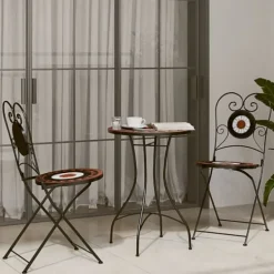 vidaXL Balkongmöbler>Mosaikbord terrakotta och vit järn och keramik