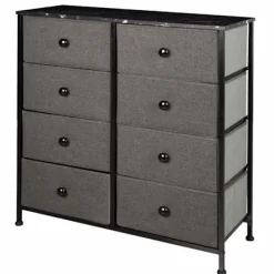 AKTIVE Byråer>Multi-användningskommod - - 8 tyglådor - 80x30x81 cm - Stålram - Träskiva - /Svart