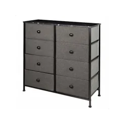 AKTIVE Byråer>Multi-användningskommod - - 8 tyglådor - 80x30x81 cm - Stålram - Träskiva - /Svart