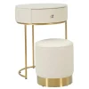B2X Sminkbord>Nattduksbord med pall, konstläder, guldfärgade ben