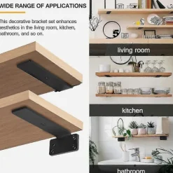 Hyllor>/NN/ Kraftiga flytande hyllkonsoler, (1/5 tum tjocka) Dolda hyllbeslag, Gjutjärn L-konsoler, Ru