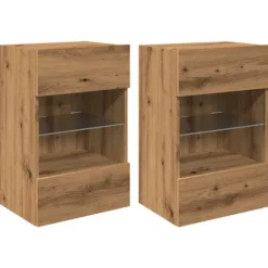 vidaXL Skåp>Nástenné skrinky s LED osvetlením pre TV 2 st artisan ek 40x30x60,5 cm