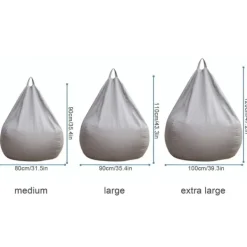 Sittsäckar>Ny design extra stora sittsäckstolar Sofföverdrag inomhus La Lounger för vuxna barn Hotsale Hög kvalitet Grå 90 * 110cm