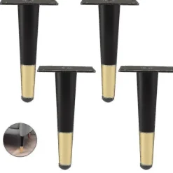 Sideboards>Ny uppsättning 2023 med 4 möbelben, raka sofaben, bordsben Skåpben, sängben i metall Svart guld WELLNGS Svart guld 20cm 20cm