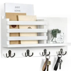 Hyllor>Nyckelhållare för vägg med hylla har stora krokar