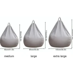 TryggHandla Sittsäckar>Nytt Extra Stort Sittsäck Sofföverdrag Inomhus Lazy Loungers för Vuxna Barn Hotsale! Grå 100*120cm