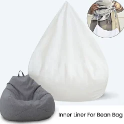 Sittsäckar>Nytt innerfoder för Bean Bag Chair Coer Stor Lättstädad Soffsits coolwhite 100x120cm