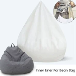 Sittsäckar>Nytt innerfoder för Bean Bag Chair Coer Stor Lättstädad Soffsits coolwhite 100x120cm