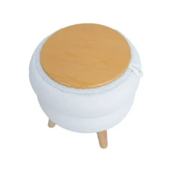 Home4You Sittpuffar>Ottoman/ bord HANA D40xH41cm, vit, med förvaring