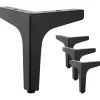 Pallar>4-pack 10 cm svarta metallmöblerben - för skåp, soffa, soffbord, TV-bänk och andra möbelben.