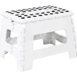 Superp Pallar>(1-pack) 9" hög pall - Rymmer 300 lbs - Lättviktsbar trapppall i plast för barn, kök, badrum och vardagsrum (vit)