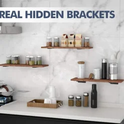 Hyllor>2-pack Flytande Hyllkonsoler, 15 cm Kraftiga Industriella Hyllkonsoler, Svarta Metall L-konsoler för Hyllstöd