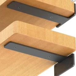Hyllor>2-pack Flytande Hyllkonsoler, 15 cm Kraftiga Industriella Hyllkonsoler, Svarta Metall L-Konsoler för Hyllstöd D