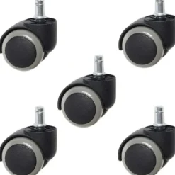 Kontorsmöbler>5-pack hjul, tysta universella kontorsstolsrullar, stolhjul, för stolhjul hårda golv, rullande hjul (grå)-XF23-