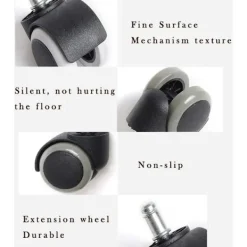 Kontorsmöbler>5-pack hjul, tysta universella kontorsstolsrullar, stolshjul, för stolshjul hårda golv, rullande hjul (grå)