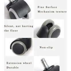 Kontorsmöbler>5-pack hjul, tysta universella kontorsstolsrullar, stolhjul, för stolhjul hårda golv, rullande hjul (grå)_sai