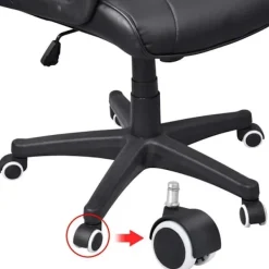 Kontorsmöbler>5-pack, hårda golvhjul för kontorsstol, set = 5 hjul för skrivbordsstol, svart, stiftstorlek 10mm, diameter 50mm