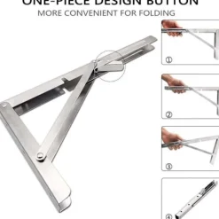 Hyllor>2-pack Kraftiga Infällbara Fällbara Hyllkonsoler Rostfritt Stål 12 Tum 300mm Väggmonterad Maximal Belastning 60kg 132lb för Garage Arbetsbänk