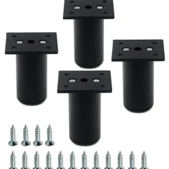Skåp>4-pack möbelben, justerbara möbelskåpsfötter i aluminiumlegering med skruvar, 15 cm höjd, svart
