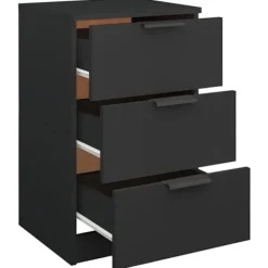 DÉCOSHOP26 Byråer>2-pack nattygsbord med 3 lådor 40 x 36 x 65 cm svart ingenjörsträ DEC035570