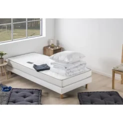 DEKO DREAM Sängar>Pack redo att sova Madrass 90x190 cm + Boxresår + Täcke + 1 kudde 60x60 cm - 14 cm - TOP