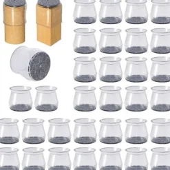 NICEGOU Stolar>32-pack Stolsbensskydd, Stolsbensskydd, Genomskinliga Silikon Stolsbensgolvskydd med Filtkudde, för Hårdträ- och Klinkergolv, Liten Storlek