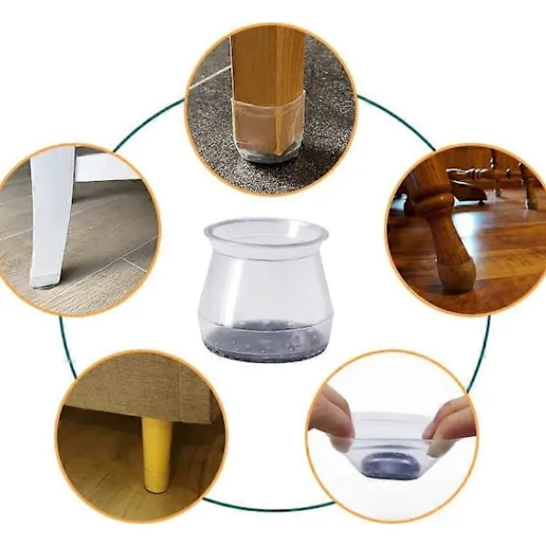 NICEGOU Stolar>32-pack Stolsbensskydd, Stolsbensskydd, Genomskinliga Silikon Stolsbensgolvskydd med Filtkudde, för Hårdträ- och Klinkergolv, Liten Storlek