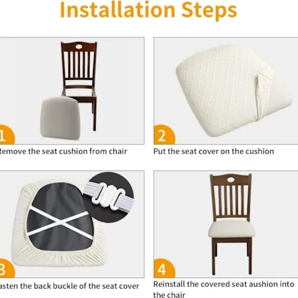 Matgrupper>6-pack Stretch Jacquard Stolsöverdrag, Avtagbara och Tvättbara